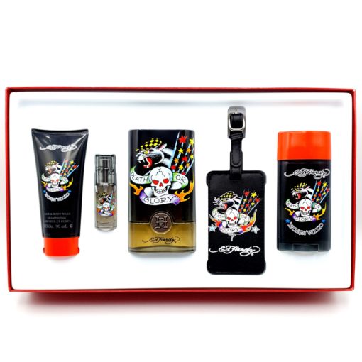 Ed Hardy Born Wild for Men Gift Set 100ml + 7.5ml Eau de Toilette + 90ml Hair & Body Wash + 78g Deodorant + Kofferlabel